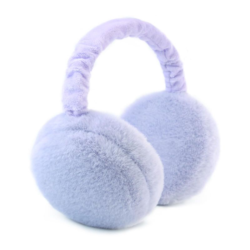 Photo 1 of RUIKUNA Earmuffs Women Winter Black Ear Muffs Foldable Fluffy White Ear Warmers Girls Cute Ear Covers Adjustable Headbands Purple