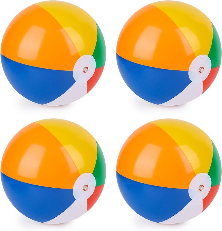 Photo 1 of LovesTown 4PCS Beach Balls for Kids, 12inch Beach Ball Inflatable Pool Beach Balls for Hawaiian Tropical Theme Party Decorations Favors Supplies
