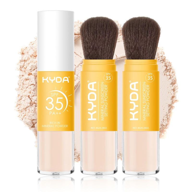 Photo 1 of KYDA 2 Pcs Mineral Sunscreen Setting Powder, SPF 35, Translucent, Mineral Brush Powder, Oil Control Natural Matte Finish, Lasting Lightweight Breathable, All Skin, by Ownest Beauty
