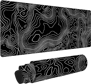 Photo 1 of Bzu Topographic Contour Extended Big Mouse Pad Large,XL Gaming Mouse Pad Desk Pad,31.5x11.8inch Long Computer Keyboard Mouse Mat Mousepad with 3mm Non-Slip Base and Stitched Edge for Home Office Work