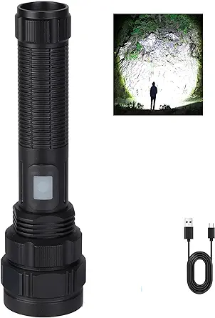 Photo 1 of Bonashi Flashlight Rechargeable Flashlight, Super-Durable Aerospace Grade Aluminum, with Super Bright 20000 Lumens, Zoomable, 5 Modes & Waterproof for Emergency, Outdoor, Home, Camping, Hiking 
