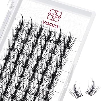 Photo 1 of Cluster Lashes 72 Pcs Voozt DIY Eyelash Extension Thin Band D Curl 10MM Length Natural Individual Lash Clusters at Home Use (V10 D-10MM) 