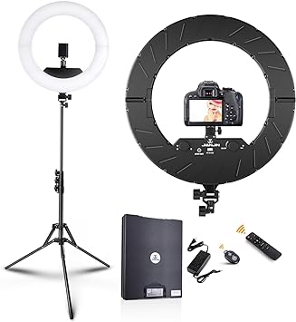 Photo 1 of Ring Light Kit:18"/45cm Outer 55W6700k Dimmable LED Light, Tripod Stand, Remote Controller,Box for Camera,Smartphone,YouTube,TikTok,Self-Portrait Shooting,CRI95,White
