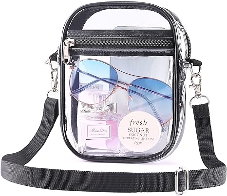 Photo 1 of Mossio Clear Crossbody Bag Stadium Approved, Transparent Messenger Shoulder Bag for Concert, Beach, Travel & Sporting 