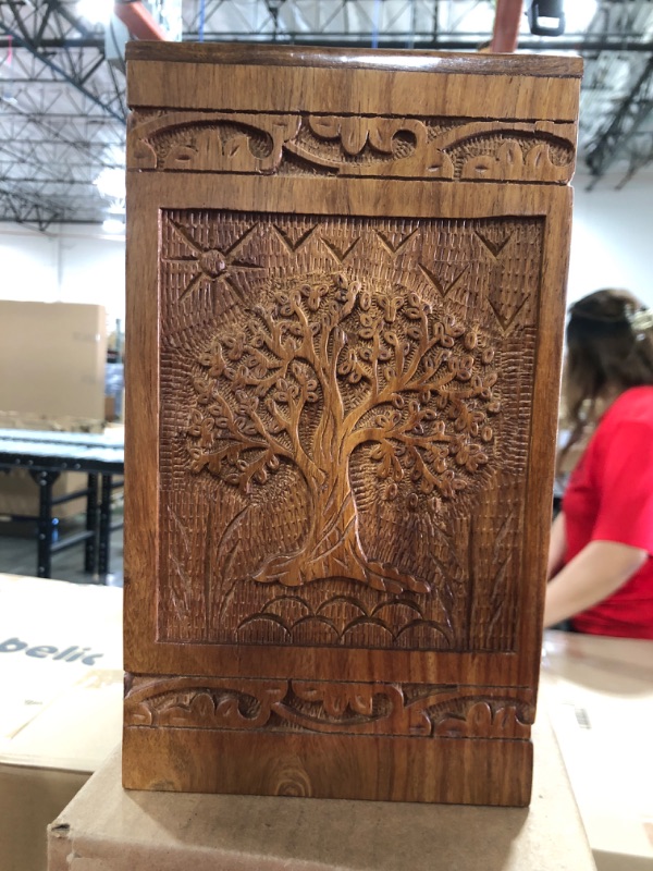Photo 2 of INTAJ Handmade Rosewood Urn for Human Ashes - Tree of Life Wooden Urns Hand-Crafted - Funeral Cremation Urn for Ashes (Adult (250 Cu/in), Rosewood Tree) Adult (250 Cu/In) Rosewood Tree