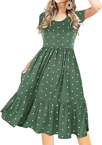 Photo 1 of Simier Fariry 2024 Women's Short Sleeve Midi Casual Tiered Dress with Pockets M