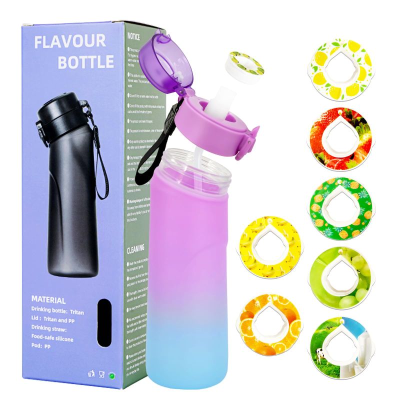 Photo 1 of Air Water Bottle with 7 Flavor Pods, 650ML Air Drinking Water Bottle Starter Set with Flavour Capsules,0% Sugar Water Cup Suitable for Outdoor Sport (Purple)