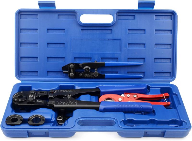 Photo 1 of iCrimp F1807 Copper Ring Crimping Tool Kit for 3/8,1/2,3/4,1-inch- Free Removal Tool& Pex Pipe Cutter&Gauge- For All US F1807 Standards
