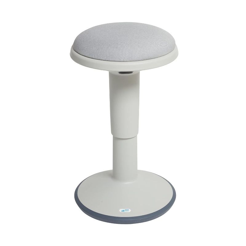 Photo 1 of ECR4Kids Sitwell Wobble Stool with Cushion, Adjustable Height, Active Seating, Light Grey
