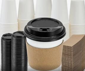 Photo 1 of  12 oz Coffee Cups with Lids Sets Paper Cups with Sleeves and Straws