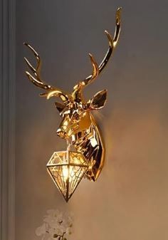 Photo 1 of Harold Electricals Alpha Stage Wall Sconces | Deer Wall Light for Bedroom, Living Room, Hallway, Kitchen & Dining Area- Golden 