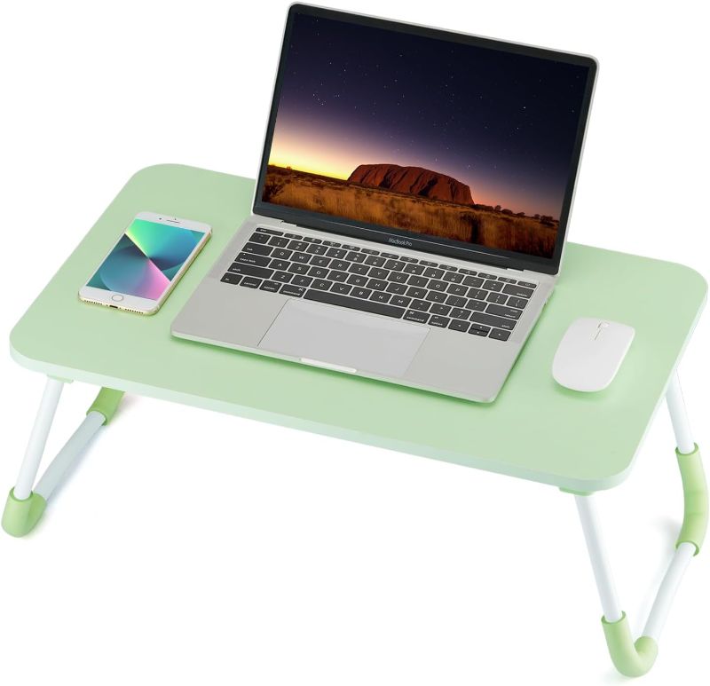 Photo 1 of Ruxury Folding Lap Desk Laptop Stand Bed Desk Table Tray, Breakfast Serving Tray, Portable & Lightweight Mini Table, Lap Tablet Desk for Sofa Couch Floor - Green
