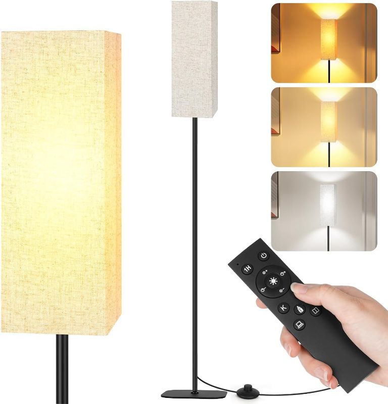 Photo 1 of ATAEFR Floor Lamps for Living Room Bedroom, Modern Standing Lamp with Remote Control, Dimmable 3 Color Temperatures, 67" Tall lamp for Reading Office, 12W LED Bulb
