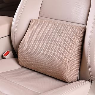 Photo 1 of TISHIJIE Memory Foam Lumbar Support Pillow for Car - Mid/Lower Back Support Cushion for Car Seat (Beige) Small Beige