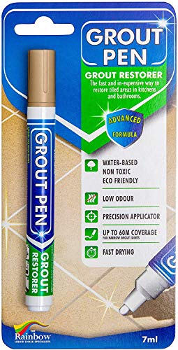 Photo 1 of Grout Pen Beige Tile Paint Marker: Waterproof Grout Paint, Tile Grout Colorant and Sealer Pen - Beige, Narrow 5mm Tip (7mL)
