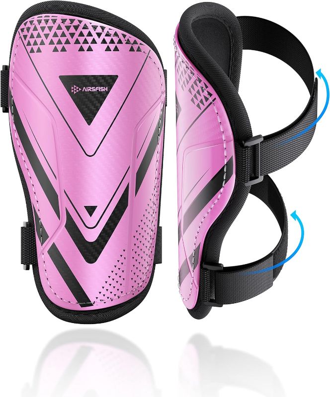 Photo 1 of Shin Guards Soccer Kids Youth, CE Certified Airsfish Shin Guard Protection Gear for 2-18 Years Old Boys Girls Teenagers High Impact Resistant Breathable Comfortable 1 Pair 4 Sizes

