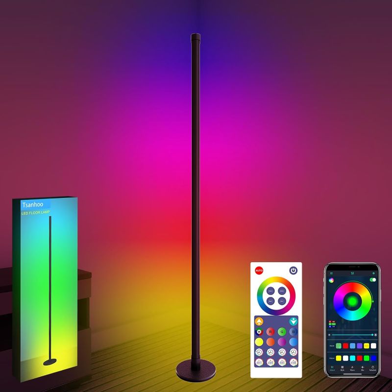 Photo 1 of Tsanhoo Floor Lamp,Color Changing Corner Lamp,Modern Floor Lamp with Remote and App Control, 16 Million Colors, Music Sync, Timer Setting Floor Lamps for Living Room Gaming Room Bedroom

