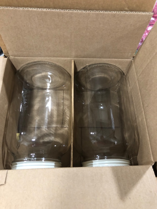 Photo 2 of 2 Pack 1 Gallon Glass Large Mason Jars Wide Mouth with Airtight Metal Lid, Safe for Fermenting Kombucha Kefir Kimchi, Pickling, Storing and Canning, Dishwasher Safe, Made in USA By Kitchentoolz White Lid