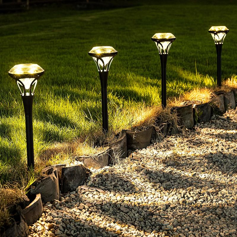 Photo 1 of SOLPEX 8 Pack Diamond Solar Garden Lights, Bright 5 LED Solar Lights for Outside, Waterproof Solar Pathway Lights, Up to 12 Hours of Lighting for Yard, Landscape, Walkway, Driveway
