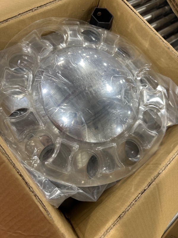 Photo 2 of CHDT66 Complete Chrome Wheel Cover Set, 33mm Screw-on Lug Nut Covers for Semi Trucks, 2 Front and 4 Rear Axle Wheel Covers Removable Hub Caps for Semi Trucks, (Installation Tool Included)