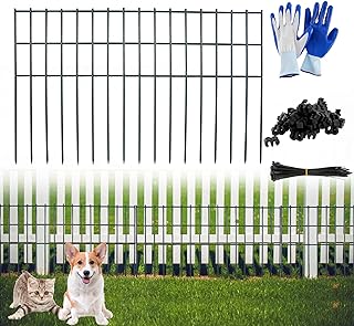 Photo 1 of No Dig Fence 24x15-inch Animal Barrier Fence Underground Decorative Garden Fencing with 1.5 Inch Spike Spacing Dog Fence for The Yard Metal Fence Panel Ground Stakes for Outdoor Patio (5 Pack) 5 Pack 24X15-inch