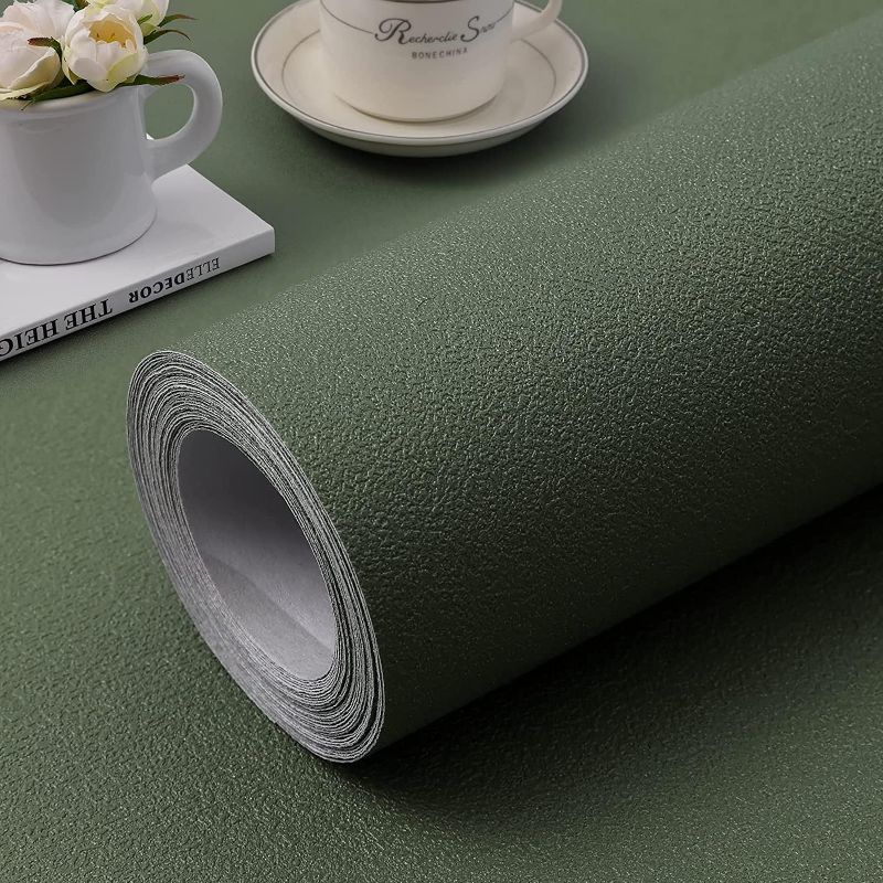 Photo 1 of 15.7" x 393.7" Green Wallpaper Self Adhesive and Removable Peel and Stick Vinyl Film Stick Paper Easy to Apply Wall Coverings Shelf Home Decorative Liner Table and Door Reform
