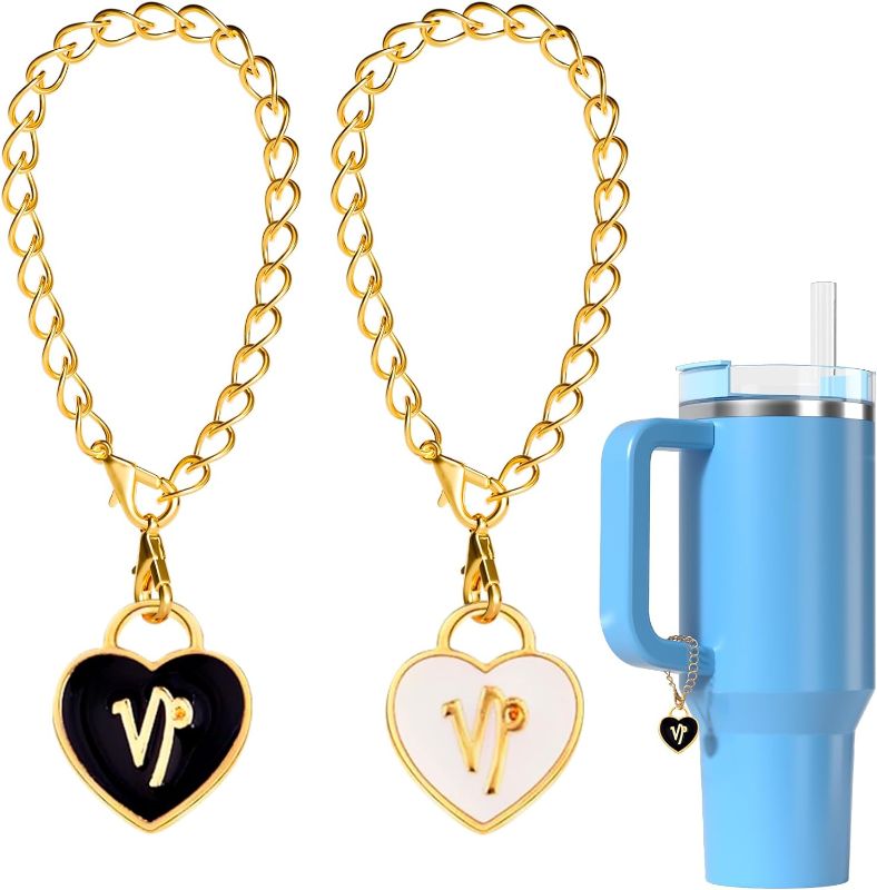 Photo 1 of 12 Constellations Charm Accessories for Stanley Cup,2PCS Heart Enamel Zodiac Sign Handle Charm For Stanley Tumbler Cup, Constellations Identification Charms for Simple Modern Tumbler CAPRICORN 