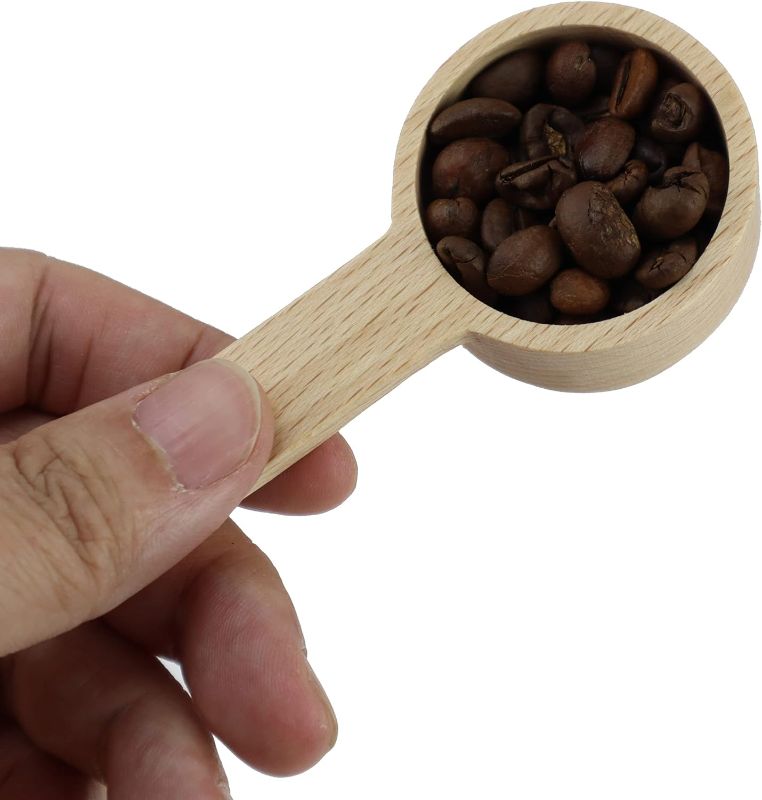 Photo 1 of EIKS 2 Pack Wooden Coffee Scoops Measuring Spoon for Coffee Beans Tea Sugar Flour Spices, Cafe Kitchen Accessories (Beech 4.0"-Length 2-Pack)
