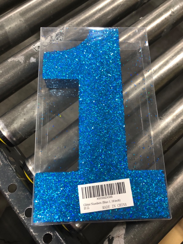 Photo 2 of 10 Inch Blue Glitter Number 1, Birthday Decorations for Men and Boys,Number Centerpieces for Table Decorations,Anniversary Decorations Table Toppers
