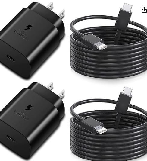 Photo 1 of Samsung Fast Charger Super Fast Charging 2-Pack 25W USB C Charger Type C Charger Block & USB C to C Cable for Samsung Galaxy S23/S22/S21/S20/Ultra/FE/Plus/Note 20/10/Z Fold/Z Flip/Galaxy Tab,A54/A53