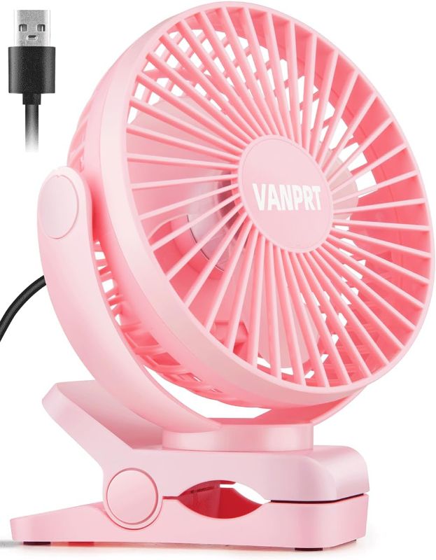 Photo 1 of VANPRT 6'' USB Powered Desk Clip on Fan,Small But Powerful,Office Fan, Personal Fan, Portable Small Home Office Fan, 360° Rotation, 3 Speeds Wind Table Fan - Pink - (USB Cord Powered,No Battery)
