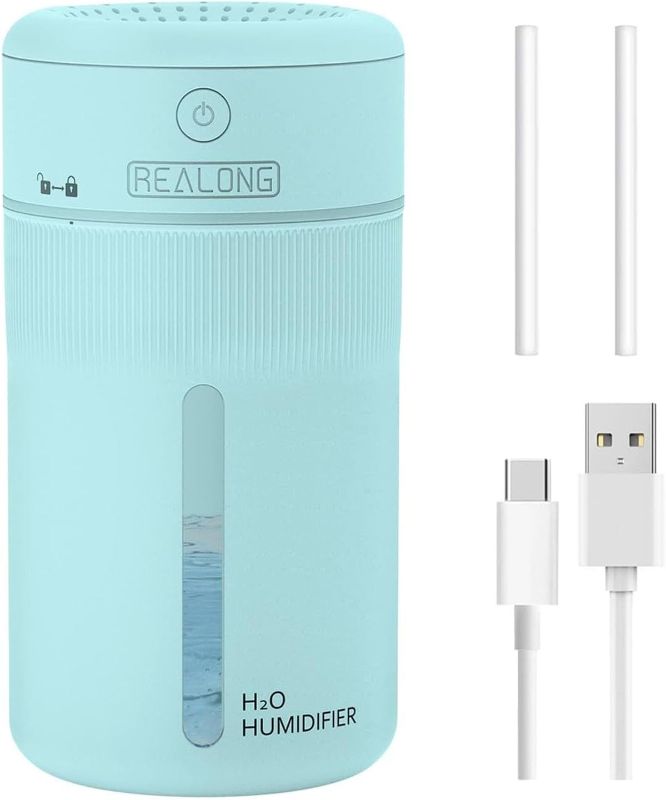Photo 1 of Small Humidifiers for Bedroom,Mini Humidifier,Desk Humidifier,Portable Humidifiers,Small Humidifier,Car Travel Humidifier 400ml Night Light 3 Mist Modes Cool Mist Super Quiet USB(Blue)

