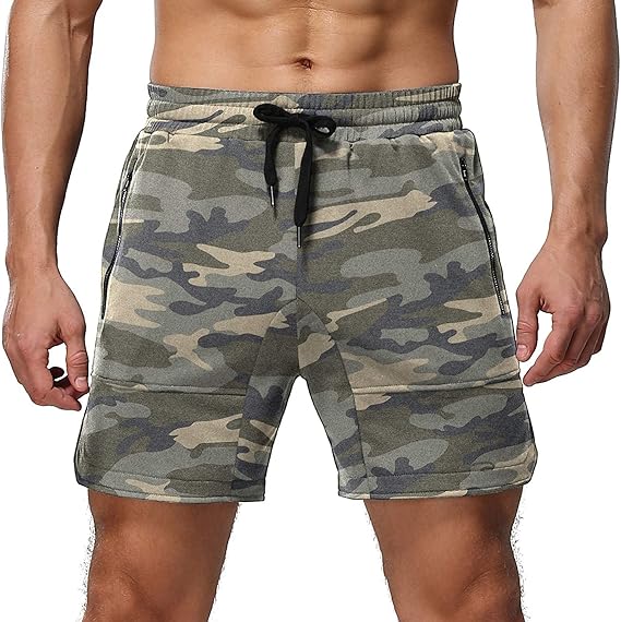 Photo 2 of Aimeilgot Mens Shorts Casual Elastic Waist Athletic Gym Summer Beach Shorts with Pockets -XL