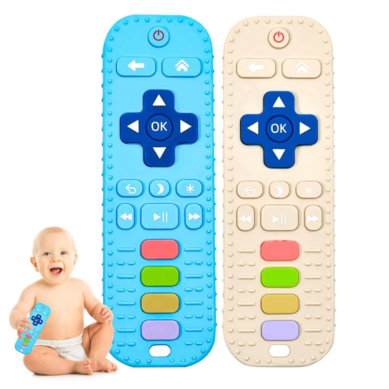 Photo 1 of Baby Teething Toys, Silicone Teething Toys for Toddlers Teether Toys for Babies 6-12 Months,Remote Control Teething Toys for Baby 0-6 Months, Infant Baby Teether Toys BPA Free 

