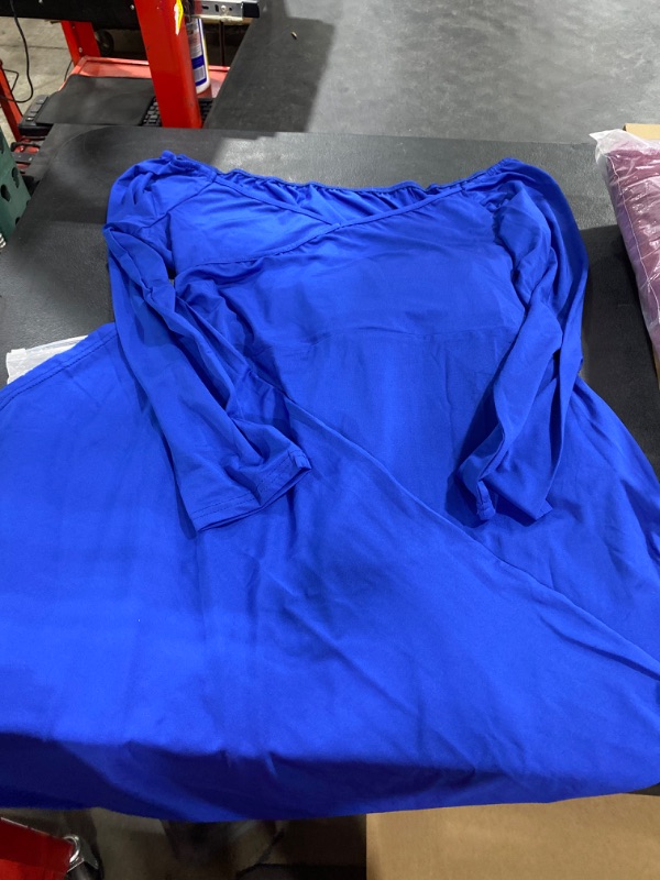 Photo 2 of Yajedo Women's Bodycon Off Shoulder Sexy V Neck Long Sleeve Cocktail Party Elegant Maxi Dress(Blue XXLarge)