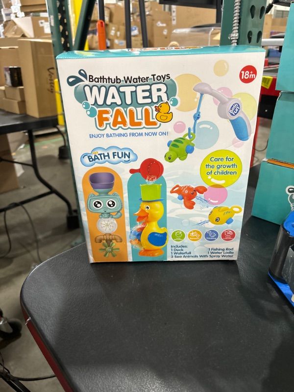 Photo 1 of Bath Toys for Toddlers 1-3 3-5,Baby Bath Toys Cute Duck Cat Waterfall with Rotate Waterwheel Shower Toys,Fishing Game,Floating Bathtub Toys Swimming Fish Toy,Baby Water Toys Pool Toys for Toddlers 1-3