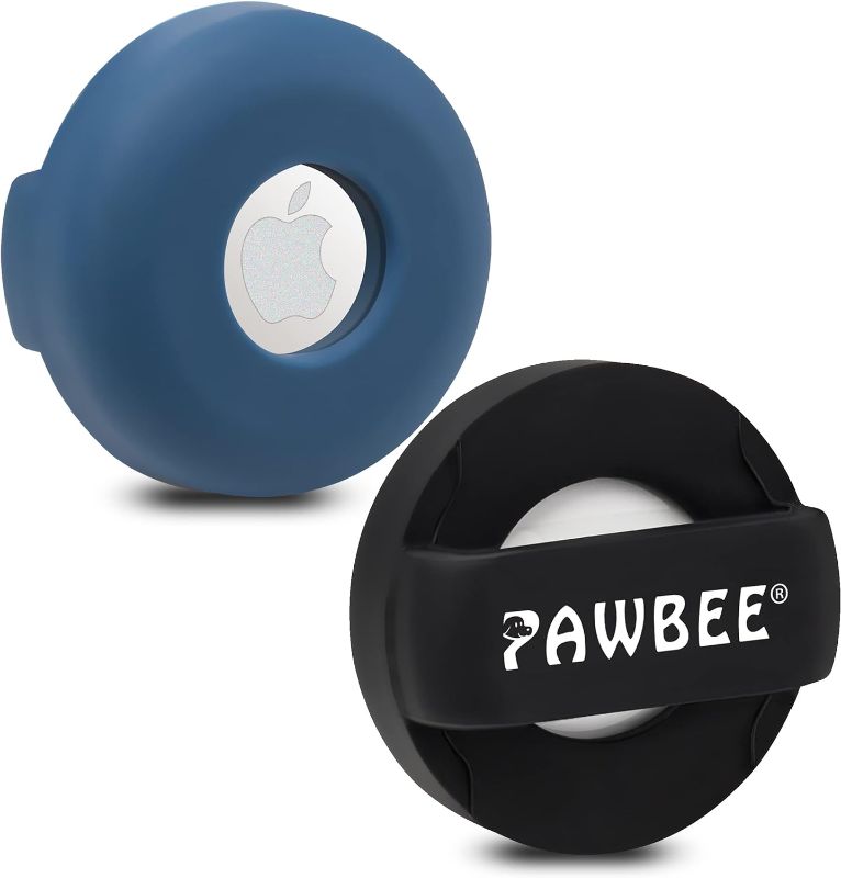 Photo 1 of PAWBEE Airtag Dog Collar Holder - 2 Pack Round Apple Air Tag Dog Collar Holder - Soft Silicone Dog AirTag Holder, Air Tag Pet Collar Case for Small Medium Large Dogs & Cats - Dog Collar Airtag Holder
