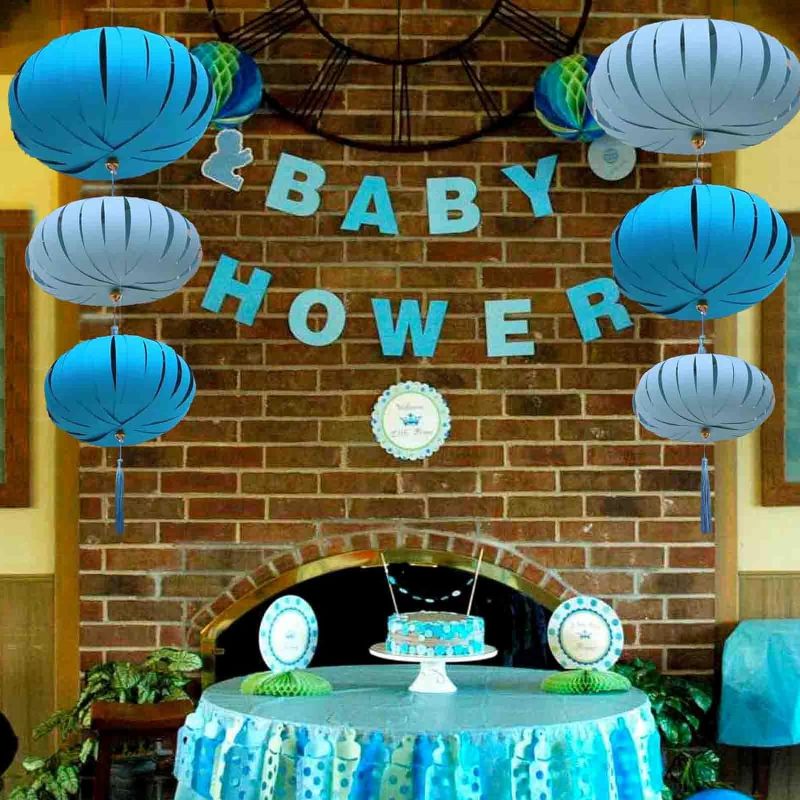 Photo 1 of GAKA Paper Lanterns Decorative/Round Hanging Paper Lanterns Decorations/New Year Lantern/Chinese Paper Lanterns for Wedding Birthday Baby Showers Party Decoration(6pc,Dark Blue&Blue) 
