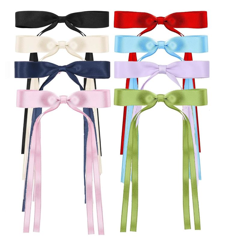Photo 1 of 2 PACK Hair Bows for Women, Silky Satin Hair Ribbon with Metal Clips, Cute Bow Hair Clips, Hair Ribbons for Women Silky Satin Hair Ribbon
