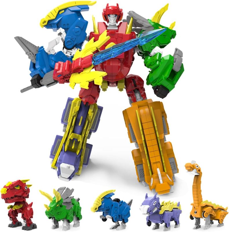 Photo 1 of Robot Dinosaur Toys 5 in 1 Combined Large Robot Toys Take Apart Toys Including 5 Dinosaur Action Figures -Triceratops Deformation Toys for Kids 6-12?8“?
