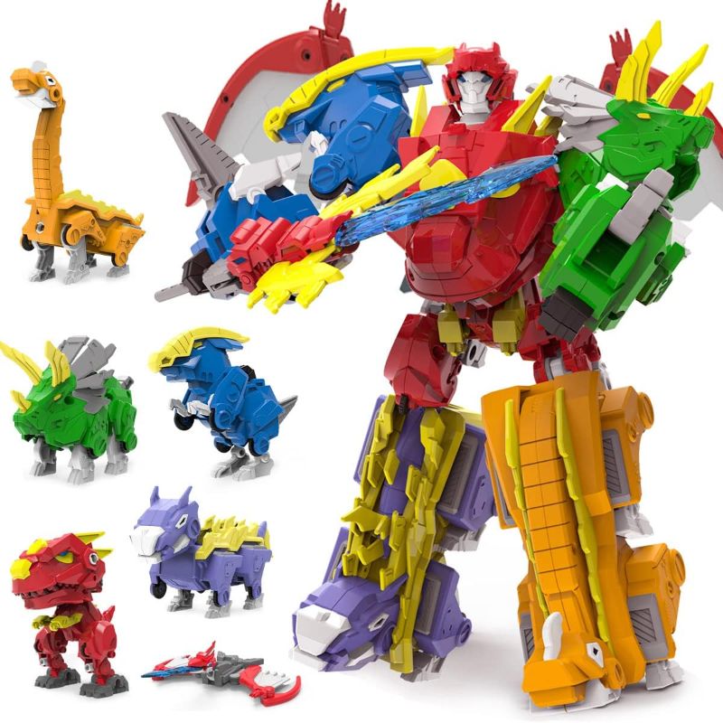 Photo 1 of Robot Dinosaur Toys 6-in-1 Combined Large Robot Toys Take Apart Toys Including 6 Dinosaur Action Figures -Triceratops Deformation Toys for Kids Ages 6 7 8 9
