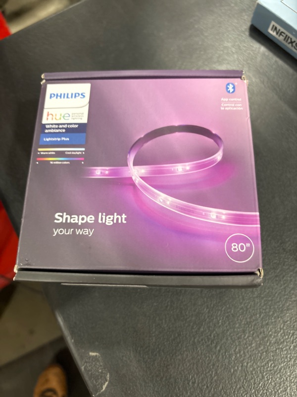 Photo 2 of Philips Hue Indoor 6-Foot Smart LED Light Strip Plus Base Kit - Color-Changing Single Color Effect - 1 Pack - Control with Hue App - Works with Alexa, Google Assistant and Apple HomeKit Single Color Base (6ft)