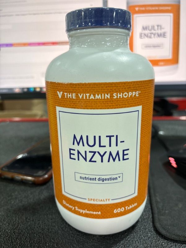 Photo 2 of The Vitamin Shoppe Multi Enzyme - Helps Support The Digestion & Absorption of Protein, Carbs & Fat (600 Tablets) EXP 01/2026
