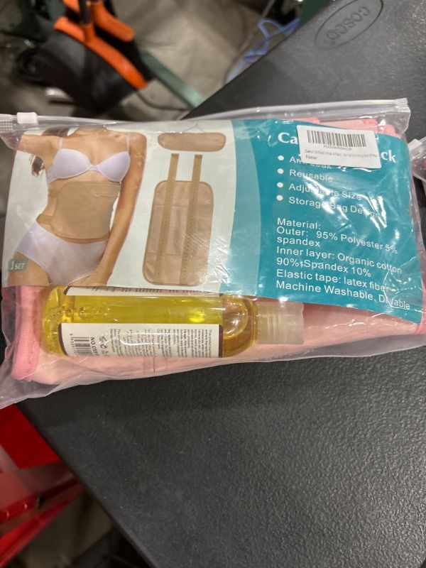 Photo 1 of Castor Oil Pack Wrap 4 Pack, Castor Oil Organic Cold Pressed Unrefined for Liver, Stomach, Neck and Chest, Comfort Sleep Fit Reusable Anti Oil Leak (Castor Oil Included)(Pink)