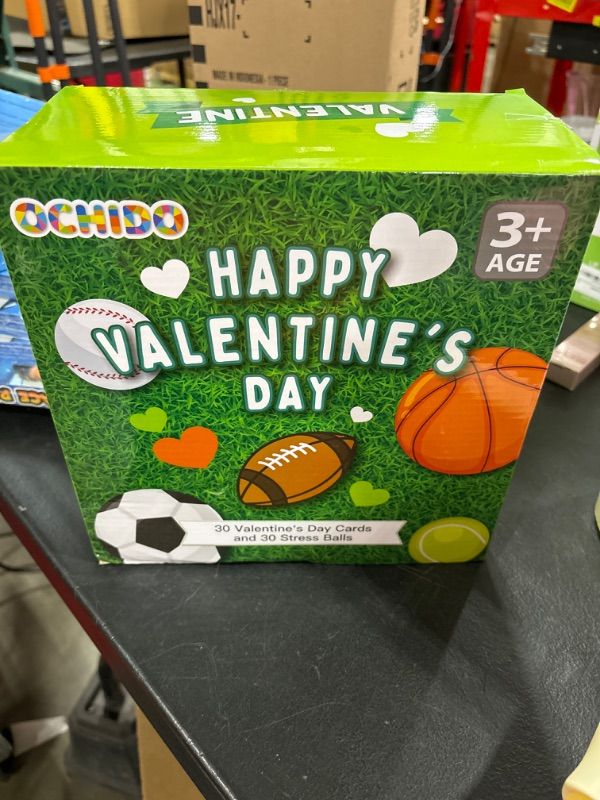 Photo 2 of OCHIDO 30Pcs Valentine's Greeting Cards With Sports Stress Balls Kits,Kids Valentine Cards Exchange,School Valentines Day Gift,Class Game Prizes,Valentines Party Favor Supplies