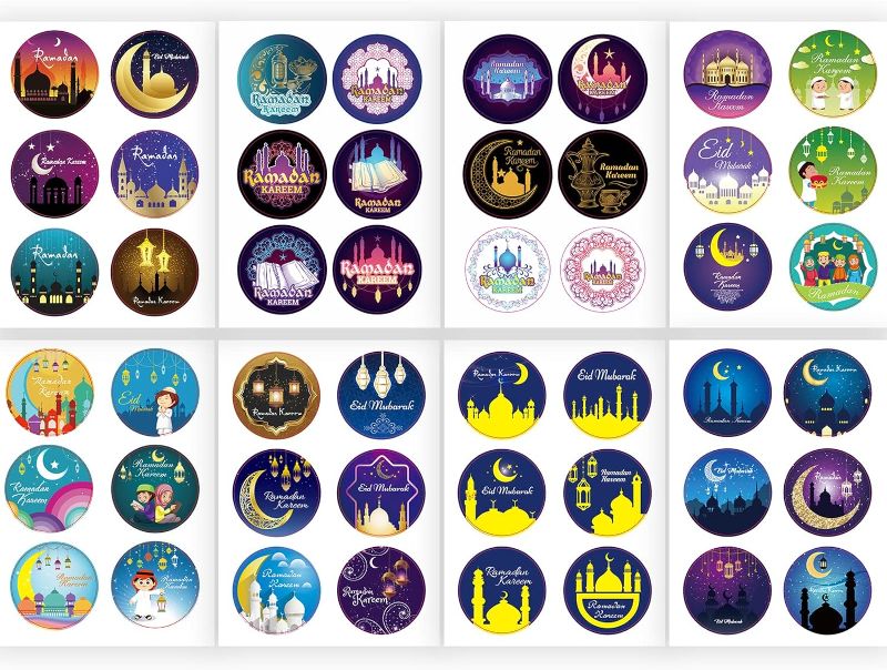 Photo 1 of 192 PCS Ramadan Stickers, Ramadan Kareem Envelopes Stickers, Eid Mubarak for Kids, Round Ramadan Mubarak Sticker for Eid Gifts Envelope Seals Candy Greeting Cards Party Favor