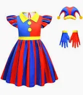 Photo 1 of Sztylong Amazing Digital Costume For Girls Pomni Clown Circus Costumes Skirt Dress Up Size 110