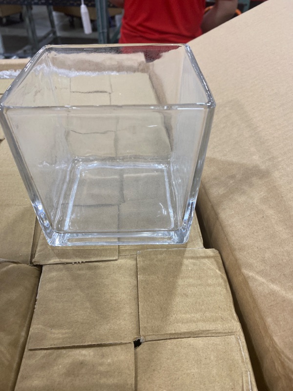 Photo 2 of 16 Pieces Square Glass Vases Bulk 4.7 x 4.7 x 4.7 Inch Cube Flower Vase Clear Square Candle Holders Small Glass Flower Container Plant Terrarium for Wedding Centerpieces Office Home Decor Party Event