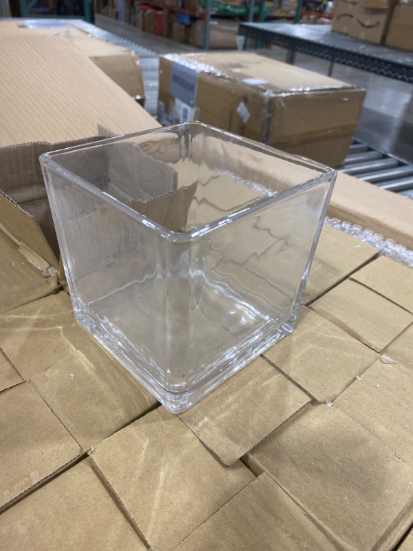Photo 3 of 16 Pieces Square Glass Vases Bulk 4.7 x 4.7 x 4.7 Inch Cube Flower Vase Clear Square Candle Holders Small Glass Flower Container Plant Terrarium for Wedding Centerpieces Office Home Decor Party Event
