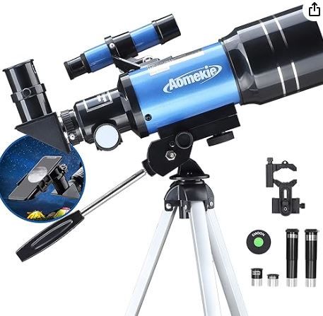 Photo 1 of AOMEKIE Telescopes for Kids 2 Eyepieces 150X Telescopes for Astronomy Beginners Adults with Smartphone Adapter Moon Filter 3X Barlow 70mm Travel Telescope Astronomy for Kids 70X300